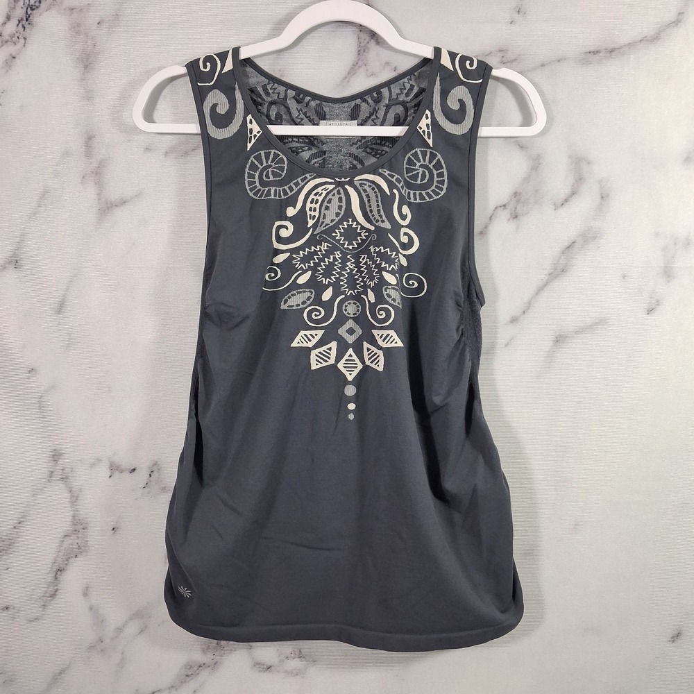 Athleta Tank Top Womens Size XL Gray Rouched Sides Sleeveless